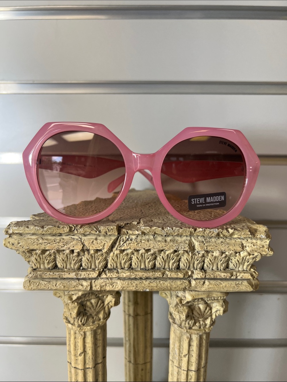 Steve Madden Pink Octagonal Round Sunglasses